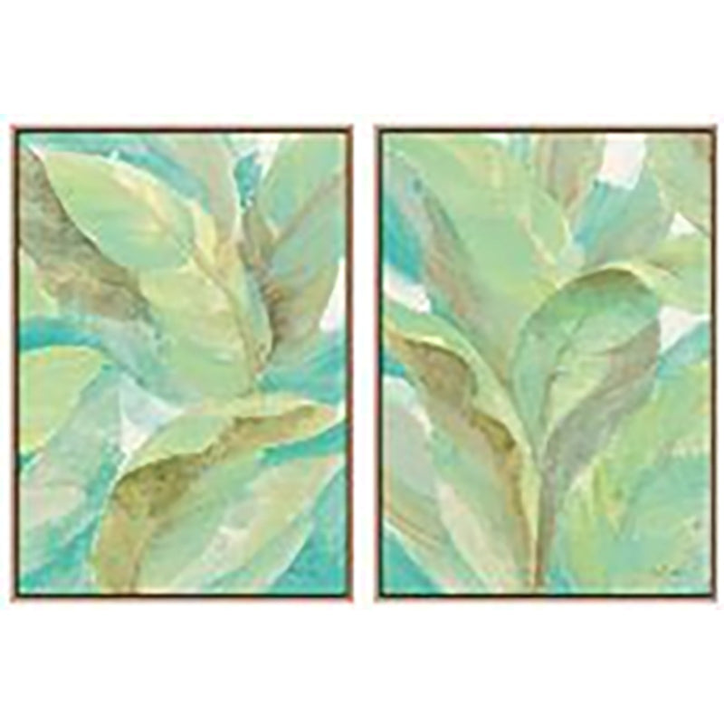 S/2 21X29 LEAVES ON CANVAS, GREEN (6608474964064)