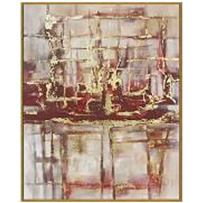 43X53 ABSTRACT ON CANVAS W/ GOLD FOIL, RED (6608475324512)