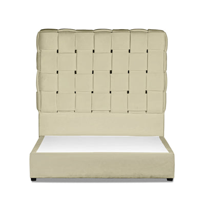 In House Al - Shaba Swedish Wood Bed With Velvet Upholstered Modern vertical slats Without Mattress  -  Dark Beige -  200*100cm (6613364146272)