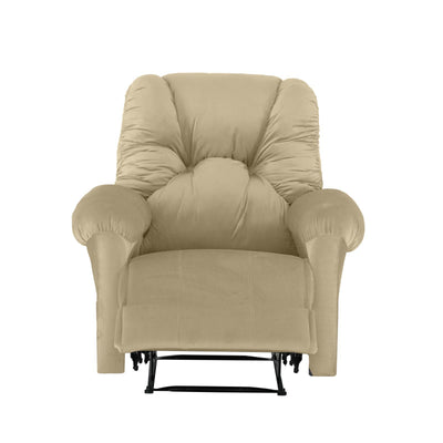 American Polo Recliner Rocking and Rotating Velvet Chair Upholstered With Controllable Back - Beige-906195-P (6613422800992)