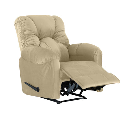 American Polo Recliner Rocking and Rotating Velvet Chair Upholstered With Controllable Back - Beige-906195-P (6613422800992)