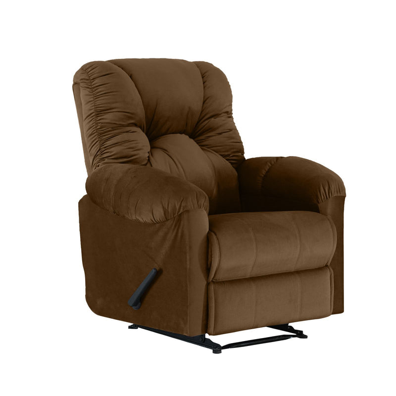 American Polo Recliner Rocking and Rotating Velvet Chair Upholstered With Controllable Back - Light Brown-906195-BE (6613422964832)