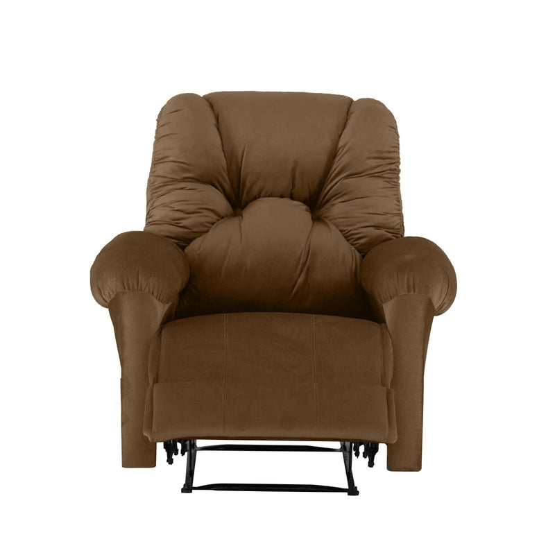 American Polo Classical Velvet Recliner Upholstered Chair with Controllable Back  - Light Brown-906193-BE (6613422178400)