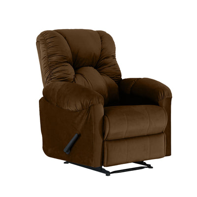 American Polo Classical Velvet Recliner Upholstered Chair with Controllable Back  - Brown-906193-BR (6613422112864)