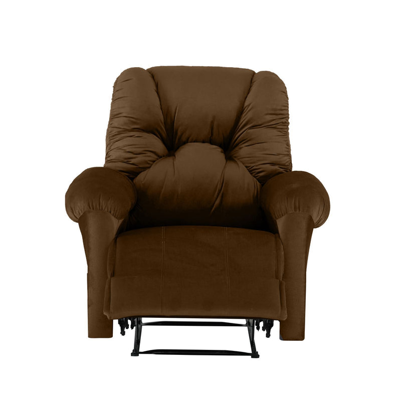American Polo Recliner Rocking Velvet Chair Upholstered With Controllable Back للتحكم - Brown-906194-BR (6613422506080)