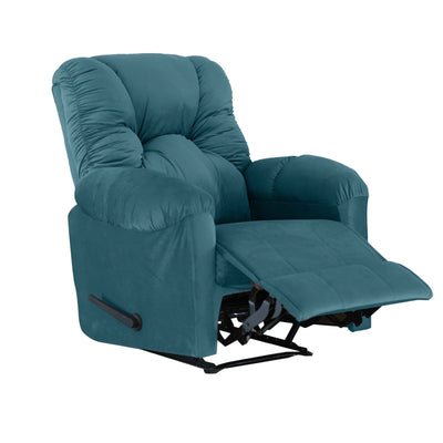 American Polo Recliner Rocking Velvet Chair Upholstered With Controllable Back للتحكم - Teal Blue-906194-TE (6613422768224)