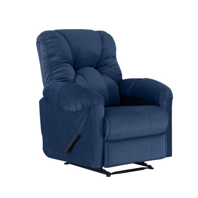 American Polo Recliner Rocking and Rotating Velvet Chair Upholstered With Controllable Back - Blue-906195-B (6613422866528)