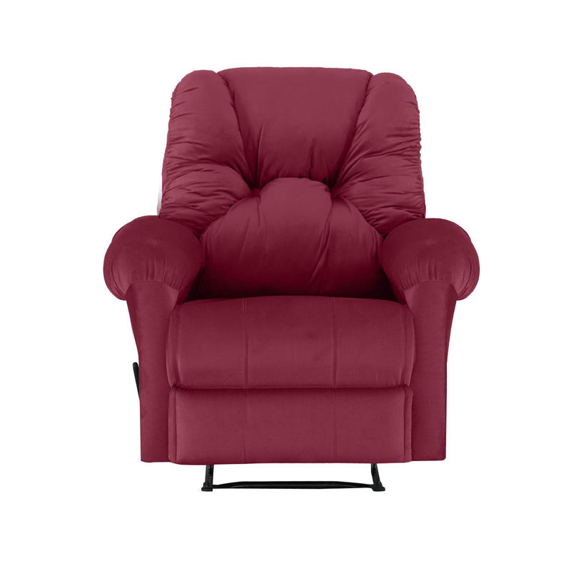American Polo Classical Velvet Recliner Upholstered Chair with Controllable Back  - Red-906193-RE (6613422276704)