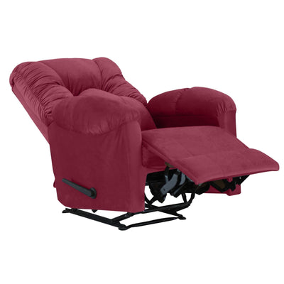 American Polo Recliner Rocking and Rotating Velvet Chair Upholstered With Controllable Back - Red-906195-RE (6613423063136)