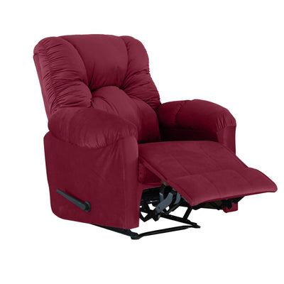 American Polo Recliner Rocking and Rotating Velvet Chair Upholstered With Controllable Back - Red-906195-RE (6613423063136)
