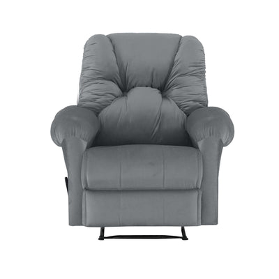 American Polo Recliner Rocking Velvet Chair Upholstered With Controllable Back للتحكم - Light Grey-906194-G (6613422604384)
