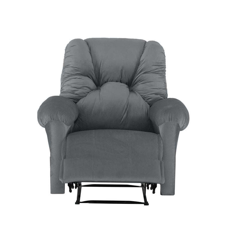 American Polo Recliner Rocking Velvet Chair Upholstered With Controllable Back للتحكم - Light Grey-906194-G (6613422604384)