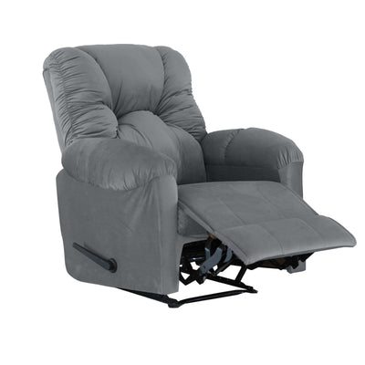 American Polo Classical Velvet Recliner Upholstered Chair with Controllable Back  - Light Grey-906193-G (6613422211168)