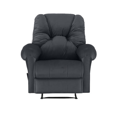 American Polo Recliner Rocking and Rotating Velvet Chair Upholstered With Controllable Back - dark grey-906195-DG (6613422932064)
