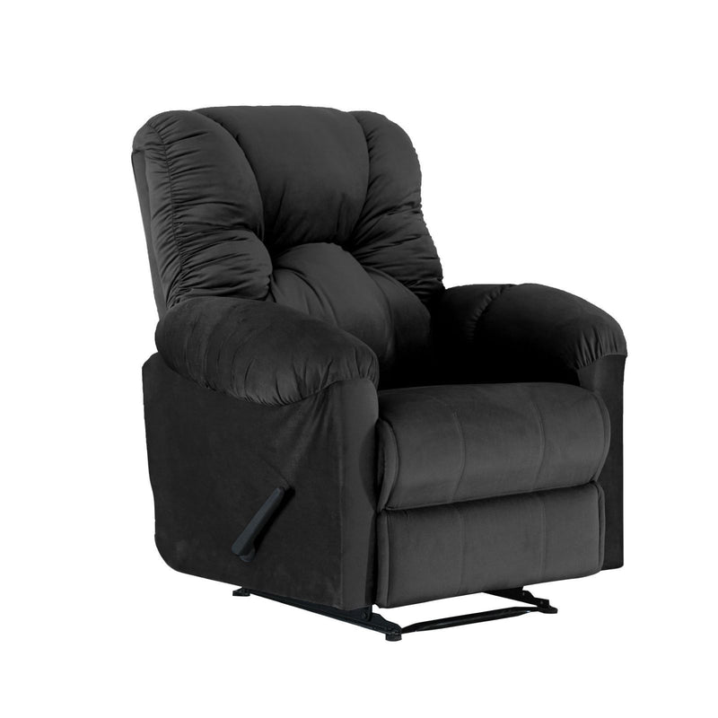 American Polo Classical Velvet Recliner Upholstered Chair with Controllable Back  - Black-906193-BL (6613422047328)