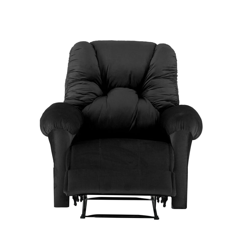 American Polo Recliner Rocking and Rotating Velvet Chair Upholstered With Controllable Back - Black-906195-BL (6613422833760)