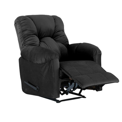 American Polo Recliner Rocking Velvet Chair Upholstered With Controllable Back للتحكم - Black-906194-BL (6613422440544)