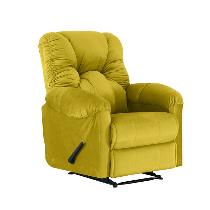 American Polo Recliner Rocking Velvet Chair Upholstered With Controllable Back للتحكم - Yellow-906194-Y (6613422735456)