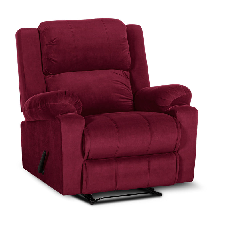 In House Rocking Recliner Upholstered Chair with Controllable Back - Red-905139-RE (6613413101664)