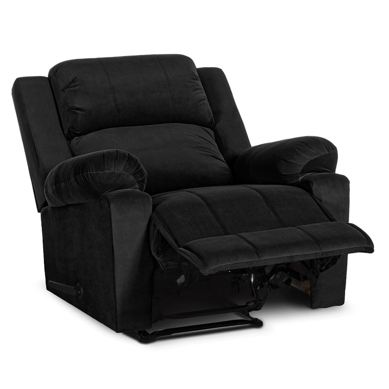 In House Rocking Recliner Upholstered Chair with Controllable Back - Black-905139-BL (6613412741216)