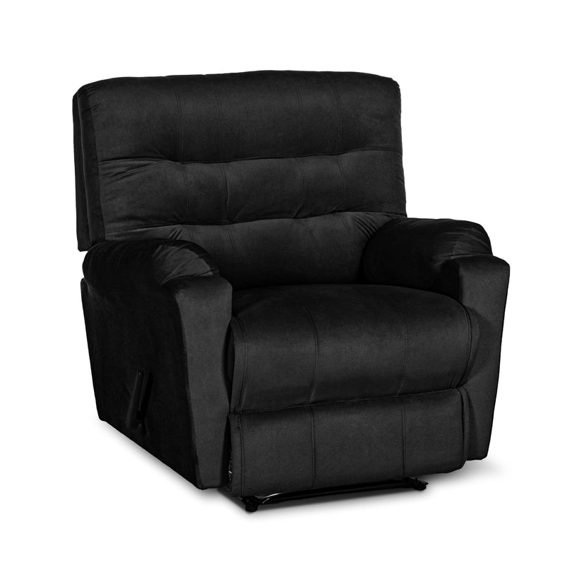 In House Rocking & Rotating Recliner Upholstered Chair with Controllable Back - Black-905143-BL (6613414608992)
