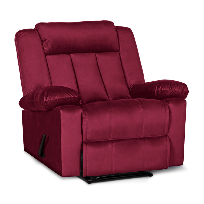In House Rocking Recliner Upholstered Chair with Controllable Back - Red-905145-RE (6613415952480)