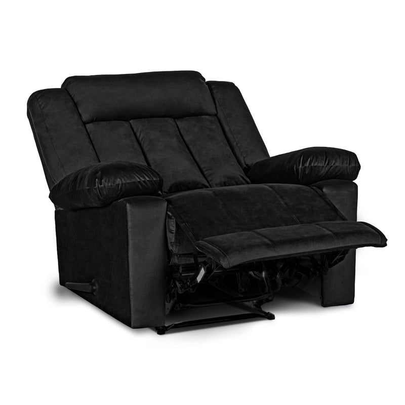 In House Rocking Recliner Upholstered Chair with Controllable Back - Black-905145-BL (6613415559264)