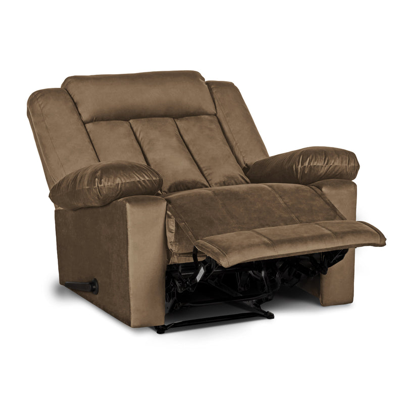 In House Rocking Recliner Upholstered Chair with Controllable Back - Light Brown-905145-BE (6613415624800)