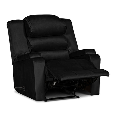 In House Rocking & Rotating Recliner Upholstered Chair with Controllable Back - Black-905149-BL (6613417427040)