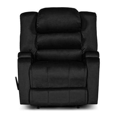 In House Rocking Recliner Upholstered Chair with Controllable Back - Black-905148-BL (6613416968288)