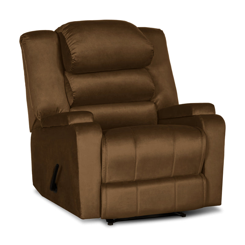 In House Rocking Recliner Upholstered Chair with Controllable Back - Dark Brown-905148-BR (6613417001056)