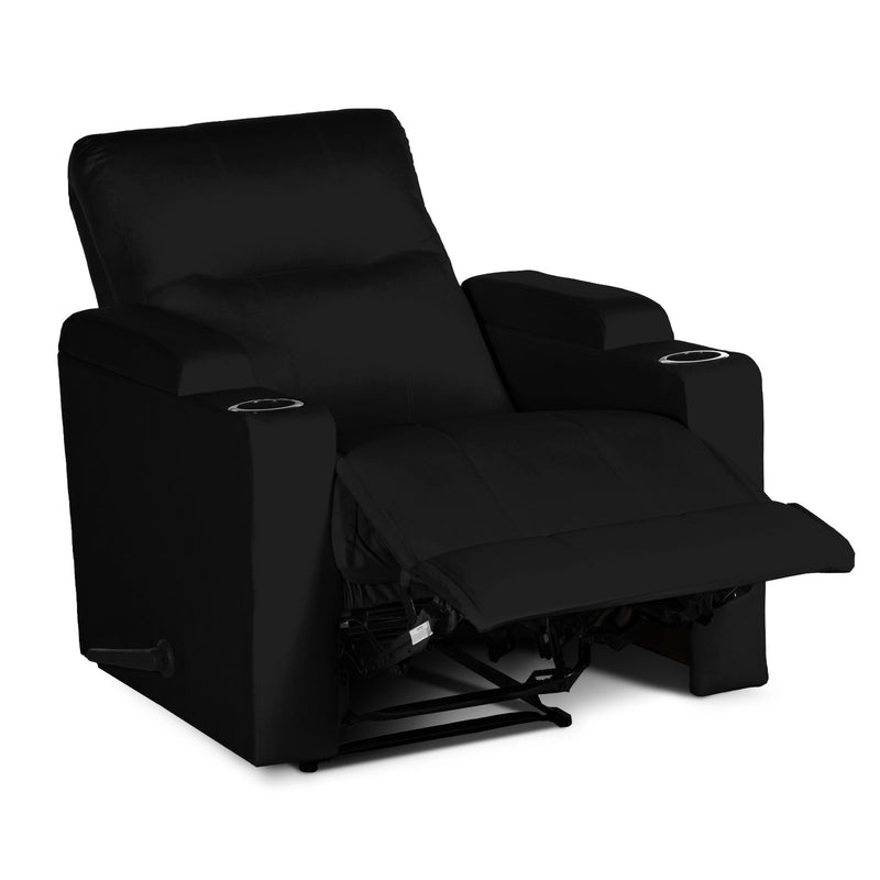 In House Rocking Recliner Upholstered Chair with Controllable Back - Black-905151-BL (6613418344544)