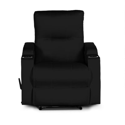 In House Rocking Recliner Upholstered Chair with Controllable Back - Black-905151-BL (6613418344544)