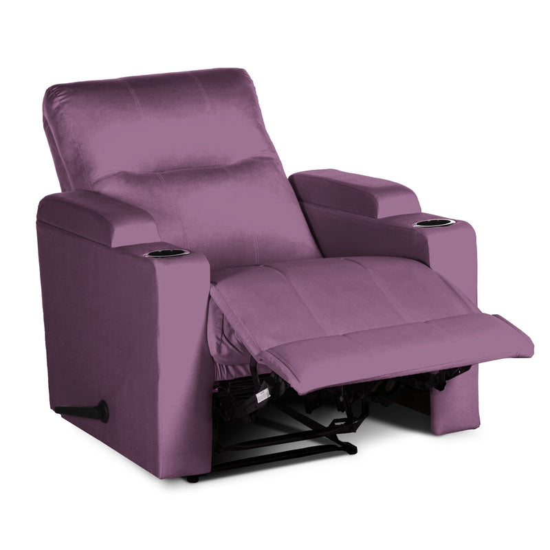 In House Rocking Recliner Upholstered Chair with Controllable Back - Purple-905151-PU (6613418672224)