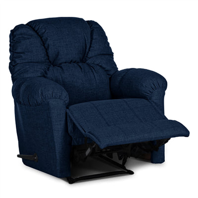 American Polo Recliner Rocking and Rotating Linen Chair Upholstered With Controllable Back  - Blue-905167-B (6613424210016)