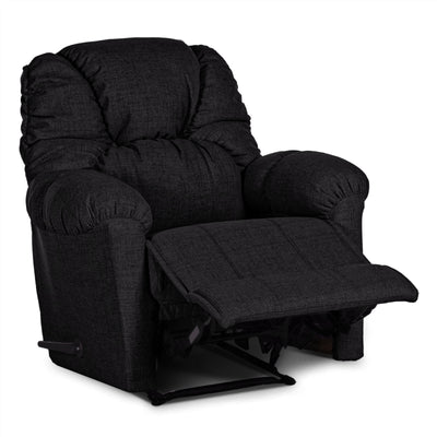 American Polo Recliner Rocking and Rotating Linen Chair Upholstered With Controllable Back  - Black-905167-BL (6613424177248)