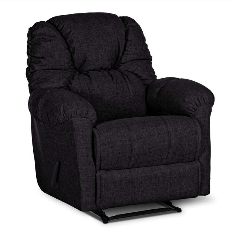American Polo Recliner Rocking and Rotating Linen Chair Upholstered With Controllable Back  - Black-905167-BL (6613424177248)