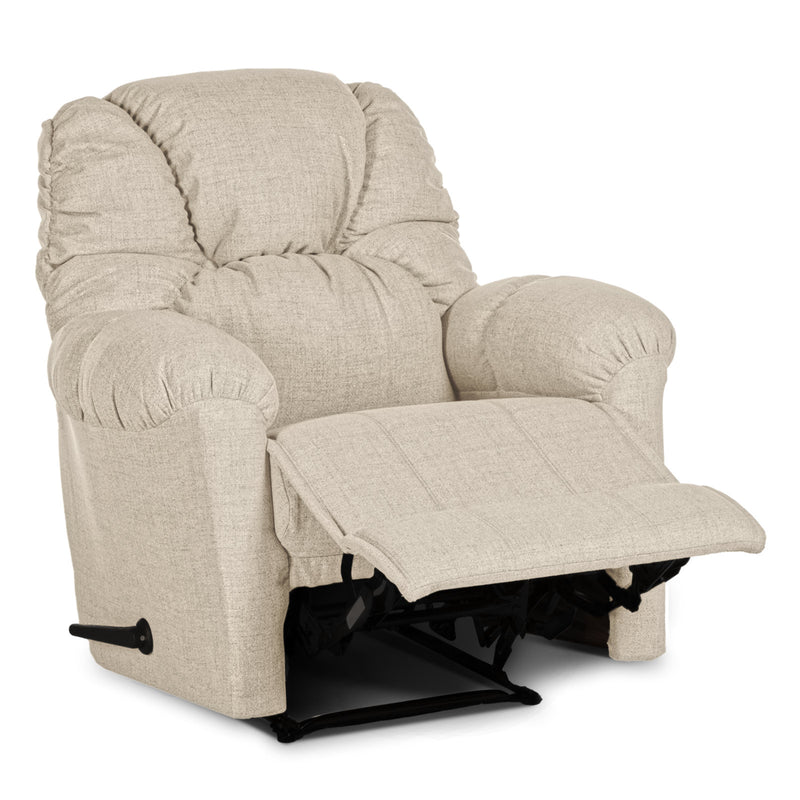 American Polo Recliner Rocking and Rotating Linen Chair Upholstered With Controllable Back  - White-905167-W (6613424636000)