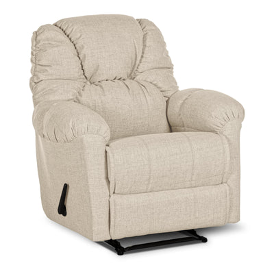 American Polo Recliner Rocking and Rotating Linen Chair Upholstered With Controllable Back  - White-905167-W (6613424636000)