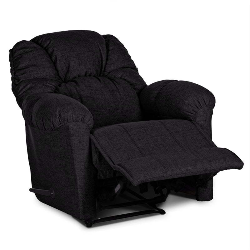 American Polo Classical Linen Recliner Upholstered Chair with Controllable Back - Black-905165-BL (6613423194208)