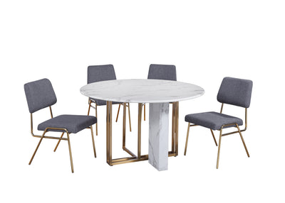 Roots Blue Linen Dining Chair (6595835363424)