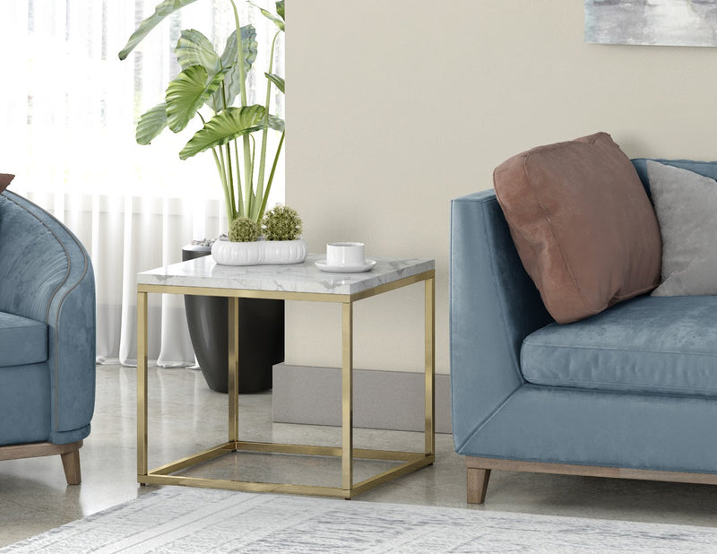 GOLD Marble SQUARE SIDE TABLE (6650220806240)