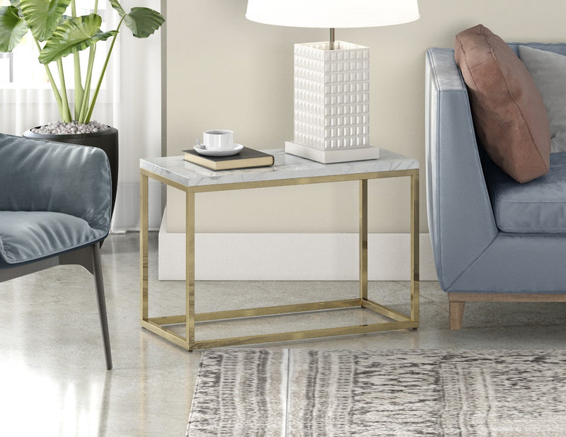GOLD Marble RECTANGULAR SIDE TABLE (6650221199456)