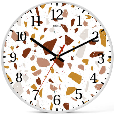 Wall Clock Decorative White brown Battery Operated -LWHSWC30W-C154 (6622836359264)