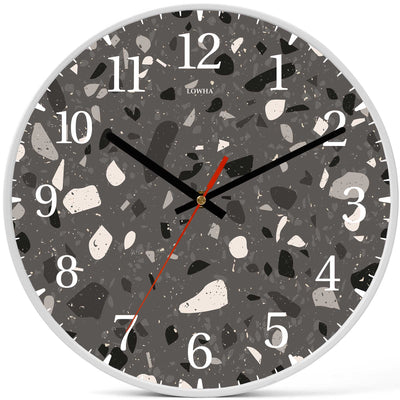 Wall Clock Decorative Dark grey white Battery Operated -LWHSWC30W-C157 (6622836457568)