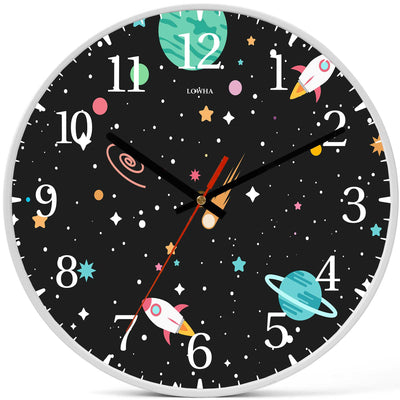 Wall Clock Decorative outer space black Battery Operated -LWHSWC30W-C165 (6622836719712)