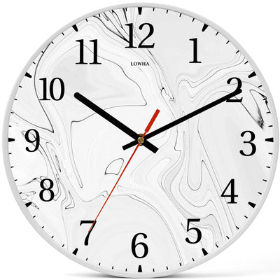 Wall Clock Decorative marble waved grey white Battery Operated -LWHSWC30W-C189 (6622837506144)