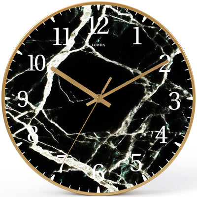Wall Clock Decorative Marble dark white Battery Operated -LWHSWC30G-C205 (6622837899360)