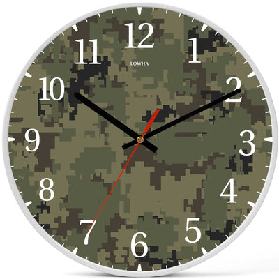 Wall Clock Decorative camouflage pixel green Battery Operated -LWHSWC30W-C345 (6622842683488)
