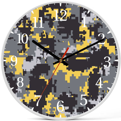 Wall Clock Decorative camouflage Pixel yellow Battery Operated -LWHSWC30W-C347 (6622842749024)
